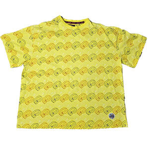Vtg Gino Green Global GGG Monogram All Over Print T-Shirt 3XL Yellow Y2K Rare